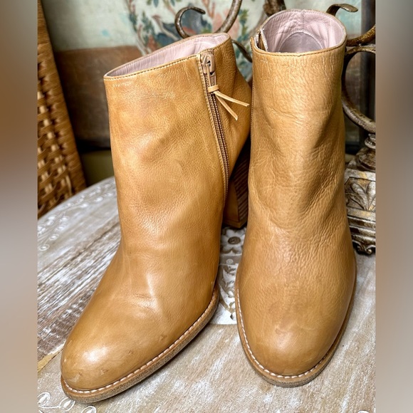 -NFS- EUC Stuart Weitzman “Demigran” Leather Ankle Boots. Pecan color. Size 8.5 - Picture 2 of 11